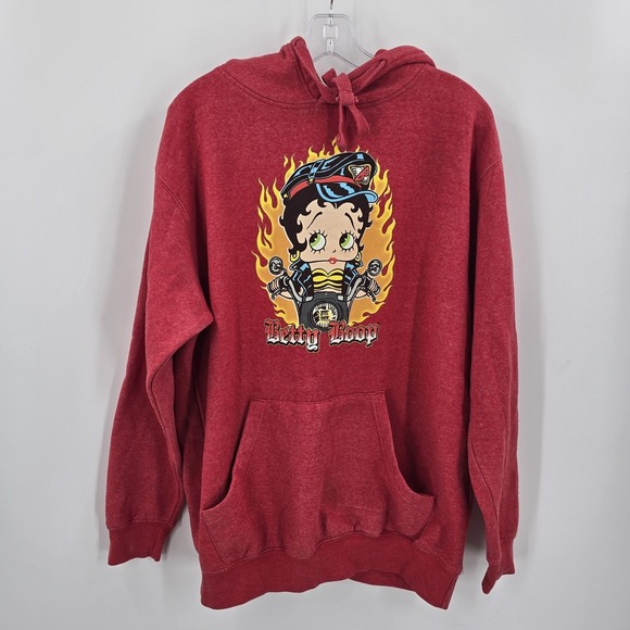 Betty Boop Tops - Betty Boop Womens Hoodie Large Motorcycle‎ Red Hood